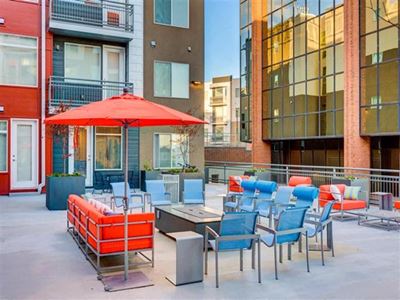 Outside Sitting area with shades at Element 31Â Apartments, Salt Lake City, 84106